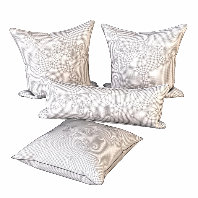 Plush Red Pillow Set 3D model image 2