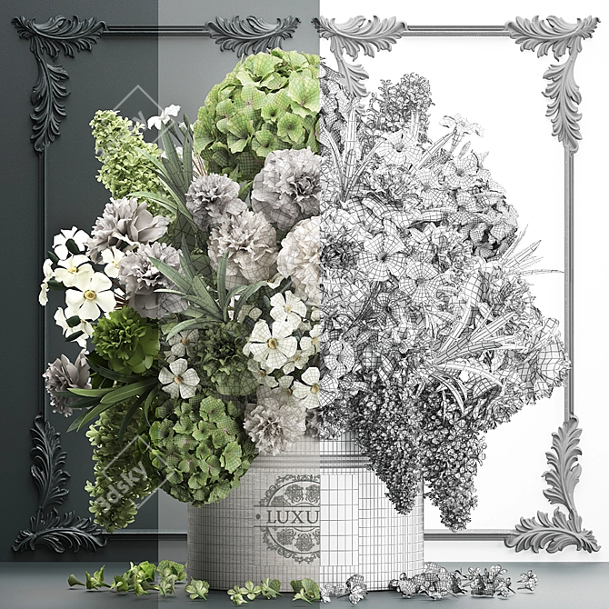 Luxury Floral Arrangement: Lilac, Hydrangea, Peony, Oleander 3D model image 3