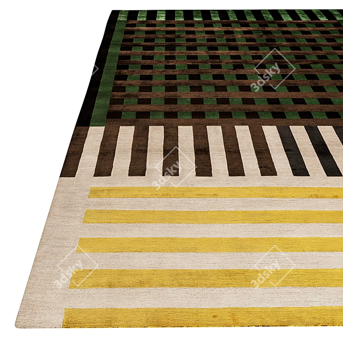 Grid Construct Silk & Wool Rug 3D model image 2