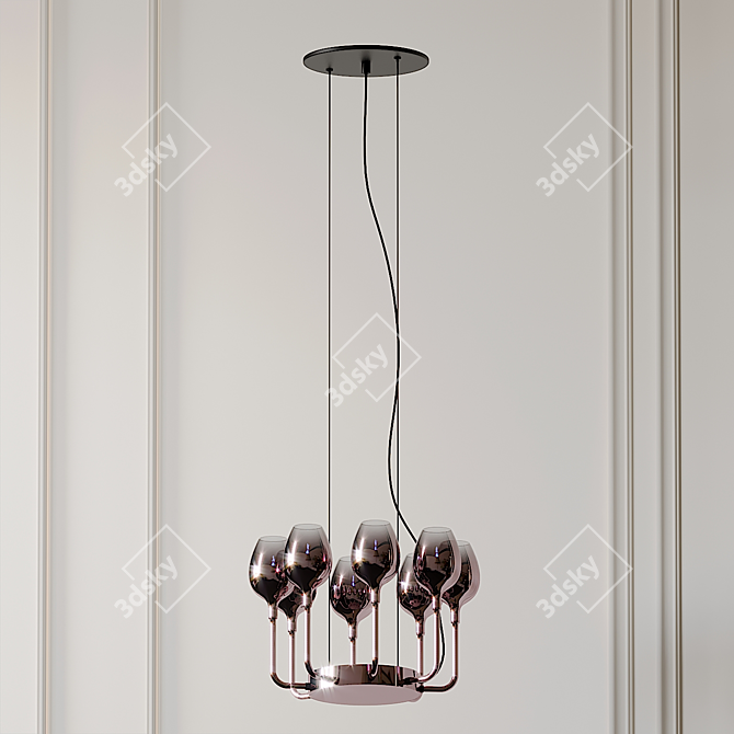 Elegant Rose Suspension Light 3D model image 2