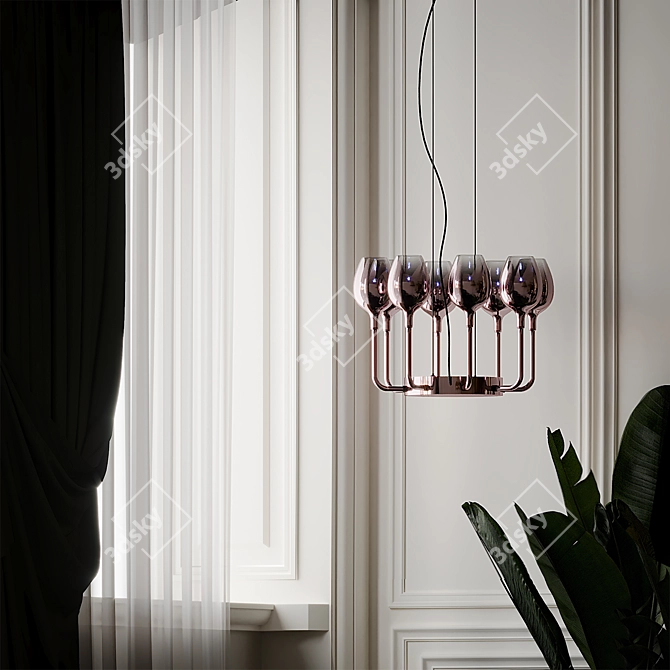 Elegant Rose Suspension Light 3D model image 3