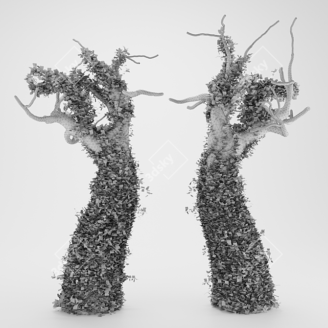 Ethereal Ivy on Lifeless Bark 3D model image 2