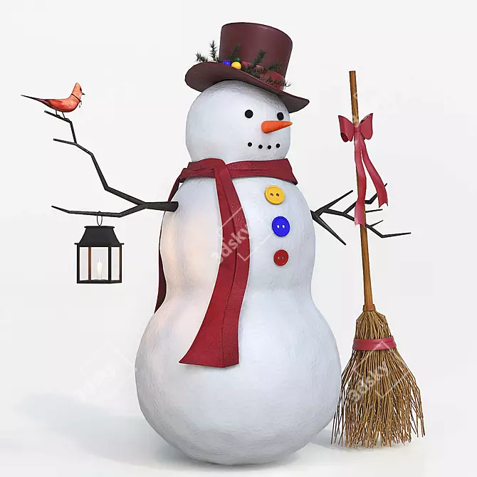 Charming Snowman Sculpture 3D model image 1