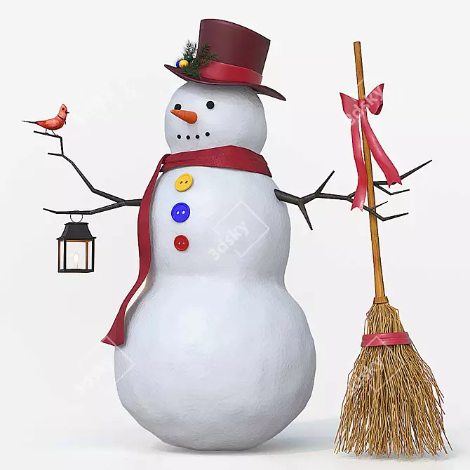 Charming Snowman Sculpture 3D model image 2