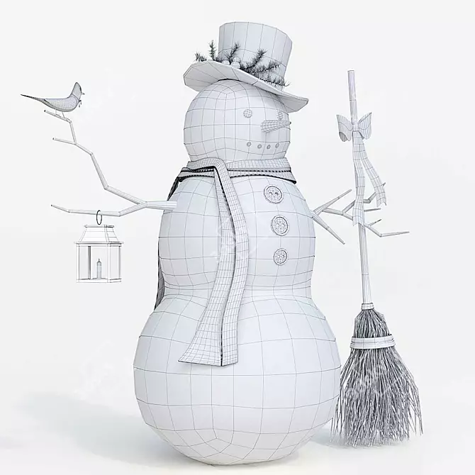 Charming Snowman Sculpture 3D model image 3