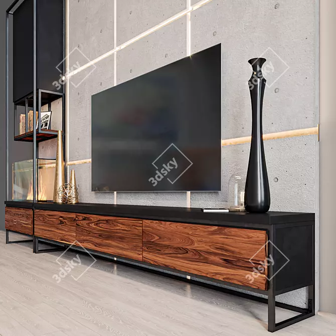 Title: TVzone 34: Sleek and Modern TV Stand 3D model image 2