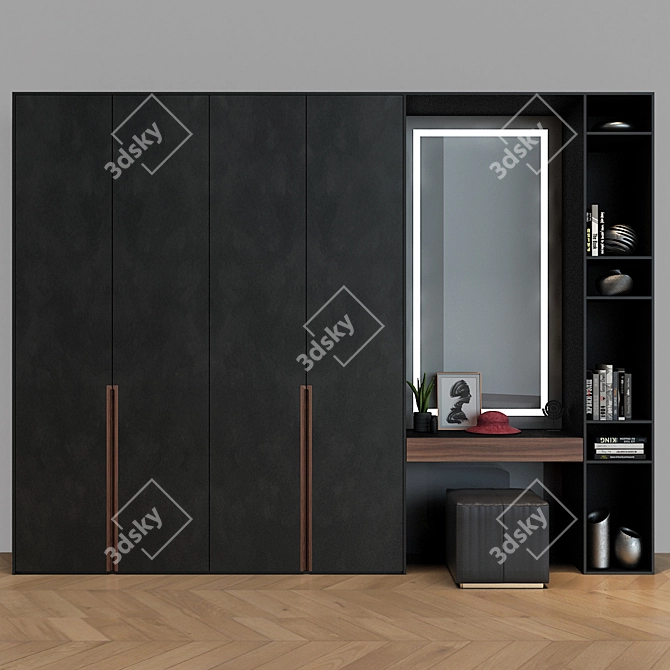 Modern Oak Cabinet Furniture 3D model image 1