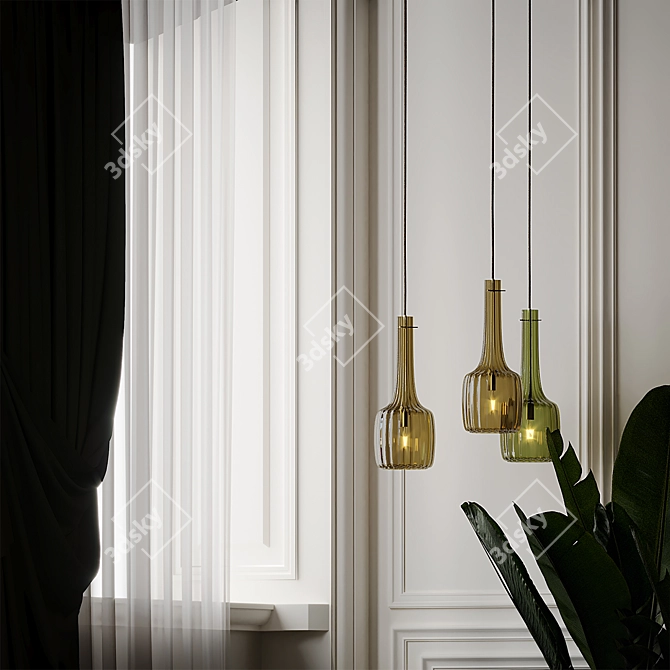 Modern Glass Pendant Lamp 3D model image 3