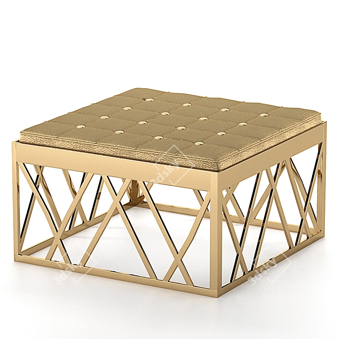 Reflective Gold Metal Square Puof 3D model image 2