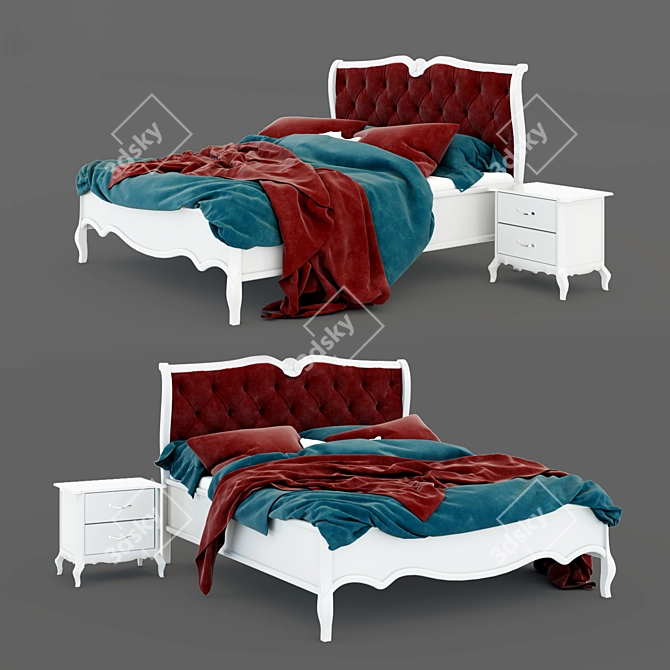 Elegant Olivia Classic Bed 3D model image 1