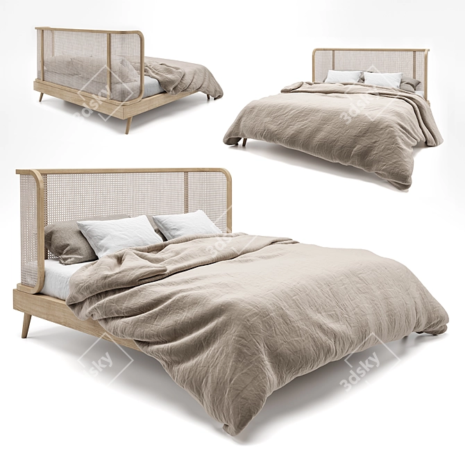 Rattan Bed - Stylish and Comfortable 3D model image 1