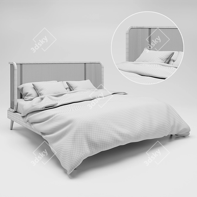 Rattan Bed - Stylish and Comfortable 3D model image 3