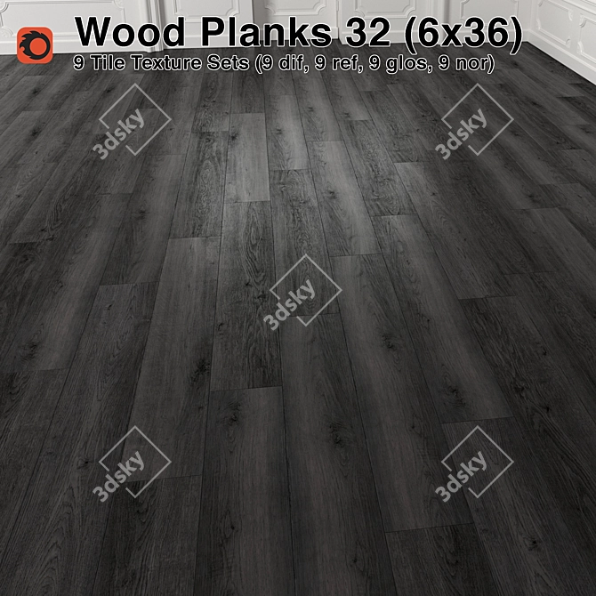 Premium Plank Wood Floor 3D model image 1