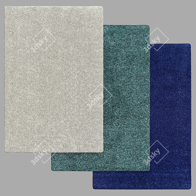 Elegant Grey Geometric Carpet 3D model image 2