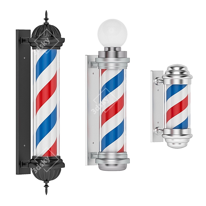 Classic Barbershop Pole 3D model image 1