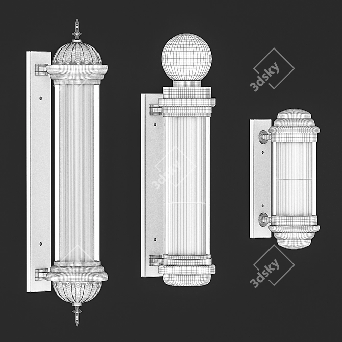 Classic Barbershop Pole 3D model image 2