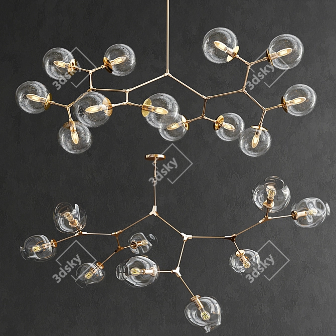 Vintage Glass Bubble Chandelier 3D model image 1