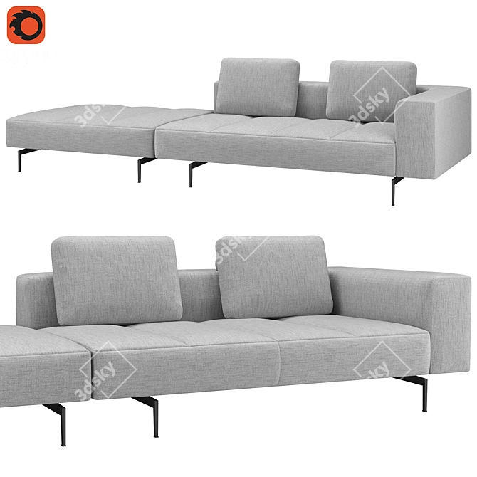 Amsterdam Luxe Gray Sofa 3D model image 1