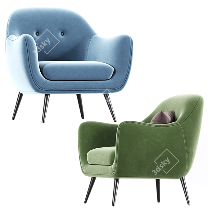 Elegant Capella Armchair: Modern Design with Varying Leg Heights 3D model image 2