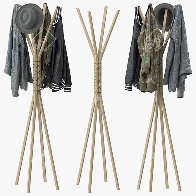 Elegant CANCAN Coat Stand - Stylish Storage Solution 3D model image 1