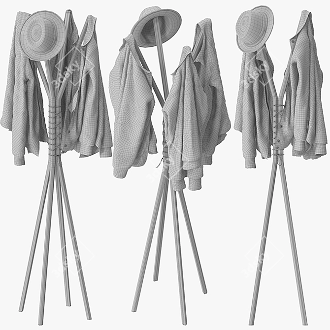 Elegant CANCAN Coat Stand - Stylish Storage Solution 3D model image 3