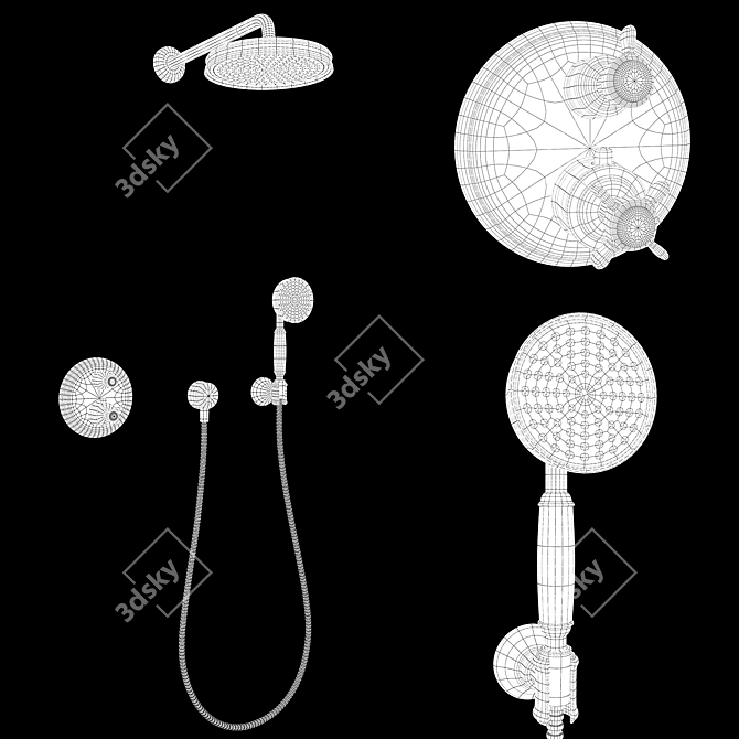 Axor Montreux Shower Set: Thermostat, Shower Arm, Holder 3D model image 2