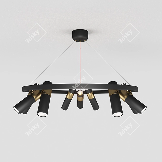 Modern Black and Gold Pendant Light 3D model image 1