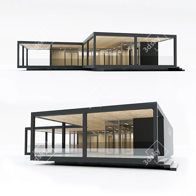 Sleek One-Story Prefab Villa 3D model image 1