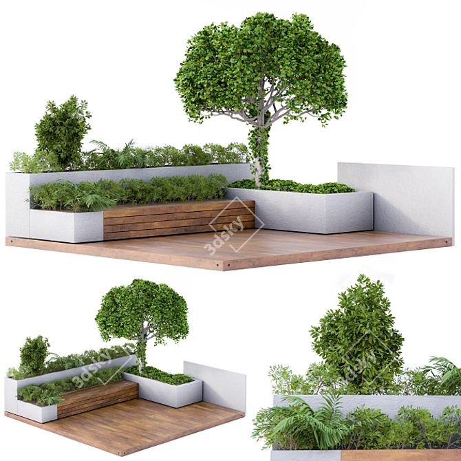 Rooftop Oasis: Garden Seating Set 3D model image 1