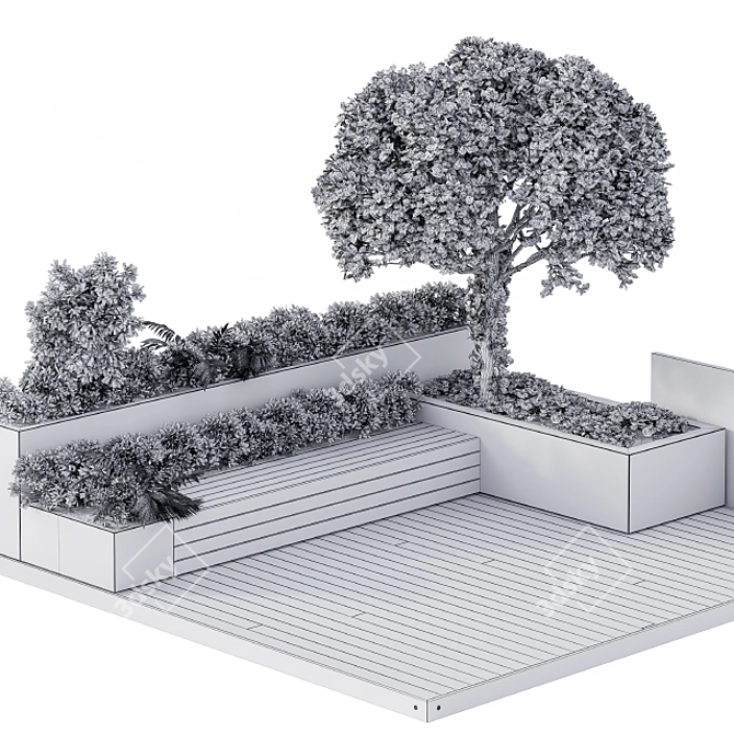 Rooftop Oasis: Garden Seating Set 3D model image 2