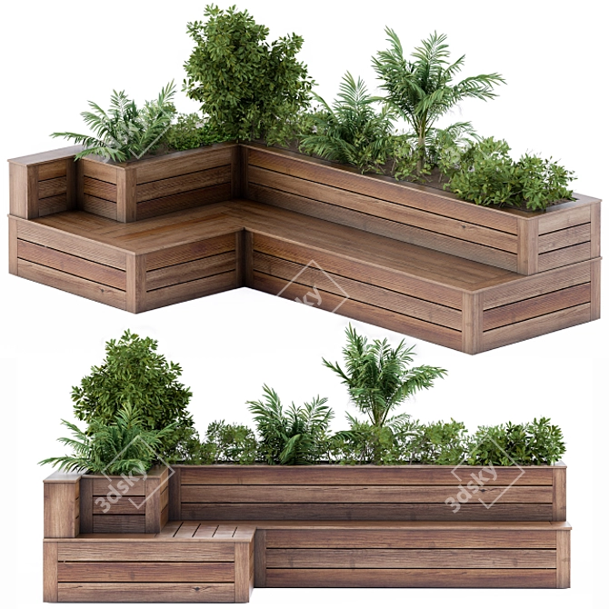 Rooftop Oasis: Flower Box Bench 3D model image 2