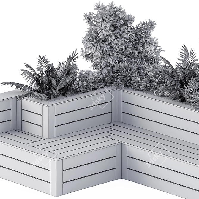 Rooftop Oasis: Flower Box Bench 3D model image 3