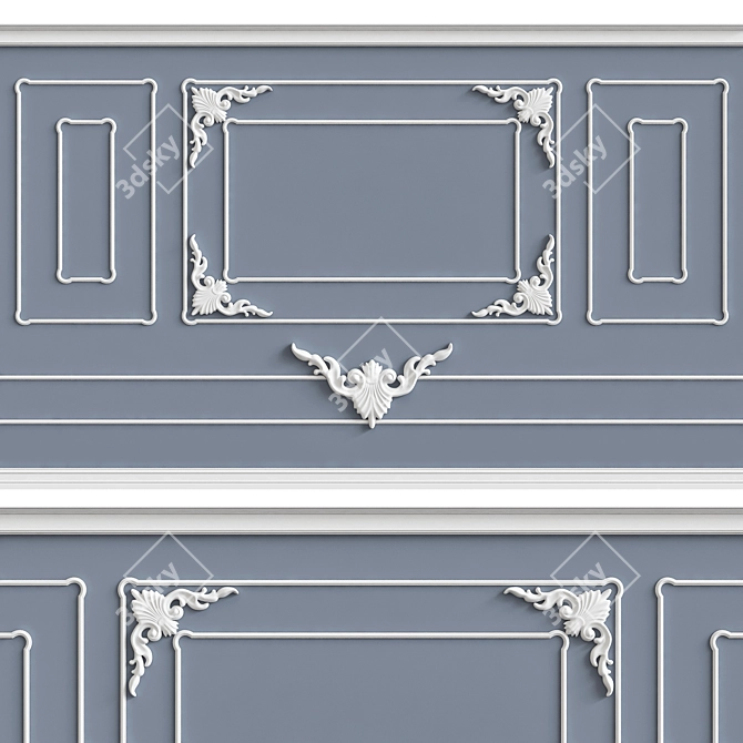 Elegant Wall Moulding: 3DMax 2013, OBJ, Vray 3D model image 1