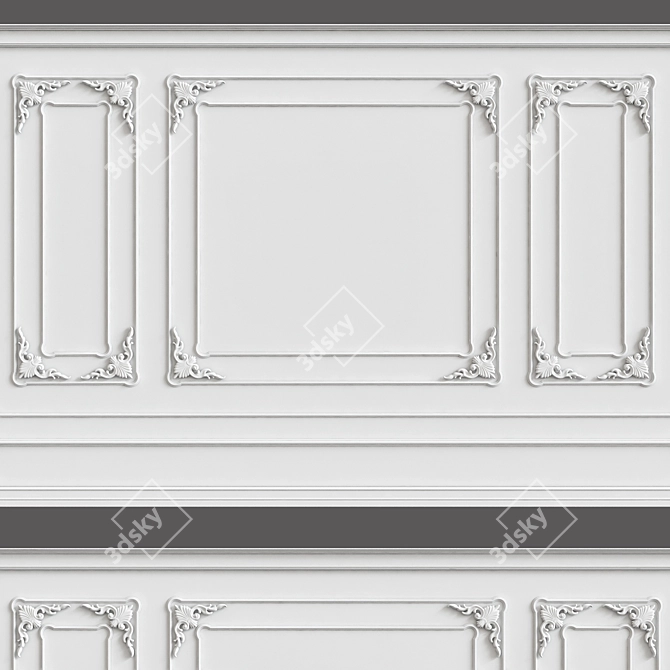 Elegant Wall Moulding: Decorative 3DMax Design 3D model image 1