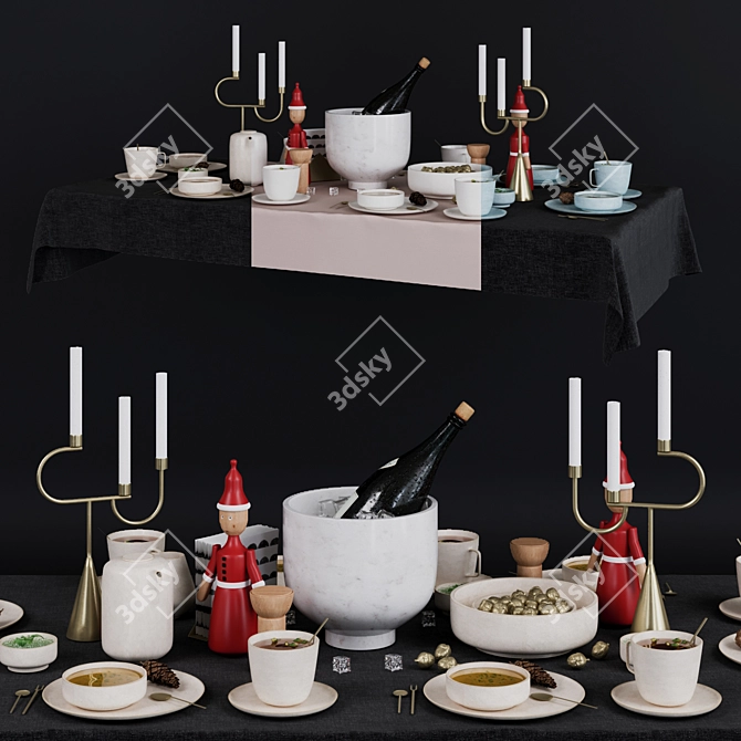 Ferm Living Table Set: Sleek Scandinavian Design 3D model image 1