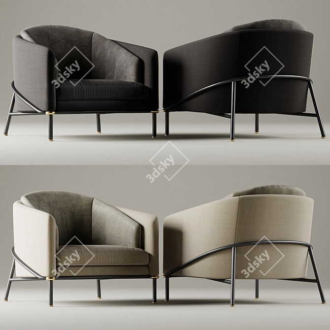 Minotti Fil Noir Armchair: Modern Elegance 3D model image 1