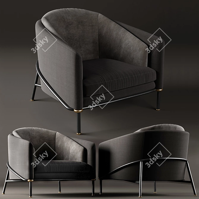 Minotti Fil Noir Armchair: Modern Elegance 3D model image 2