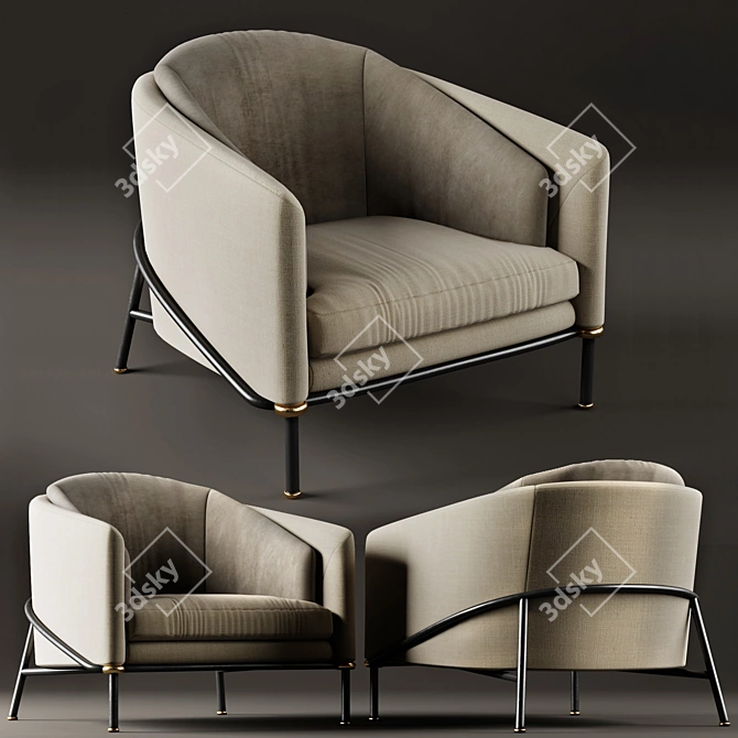 Minotti Fil Noir Armchair: Modern Elegance 3D model image 3