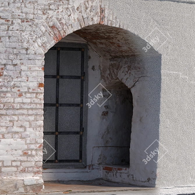 Detailed Wall with Arch 2 - 8K Texture 3D model image 3
