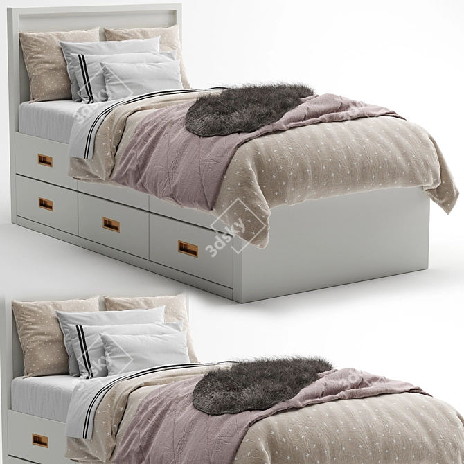 Luxury Channel-Stitched Bed: Avalon 3D model image 1
