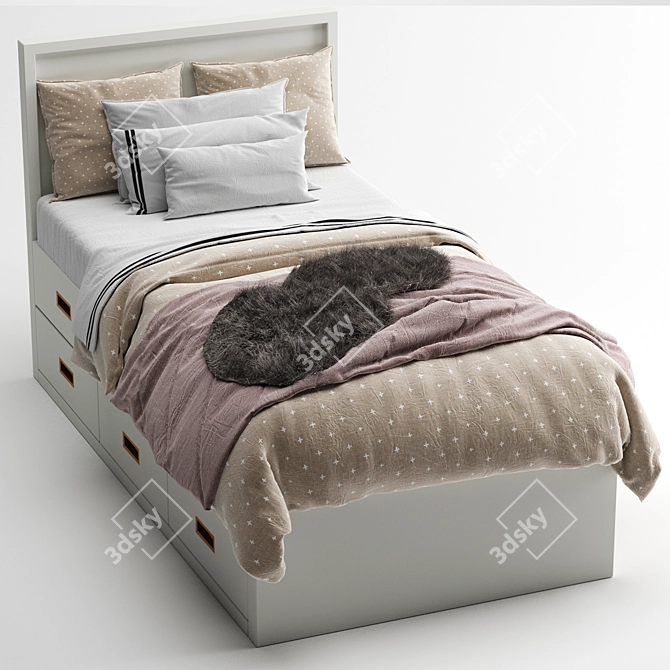 Luxury Channel-Stitched Bed: Avalon 3D model image 2