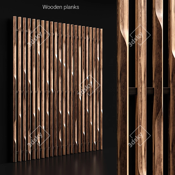 Decorative Wooden Wall Planks 3D model image 1