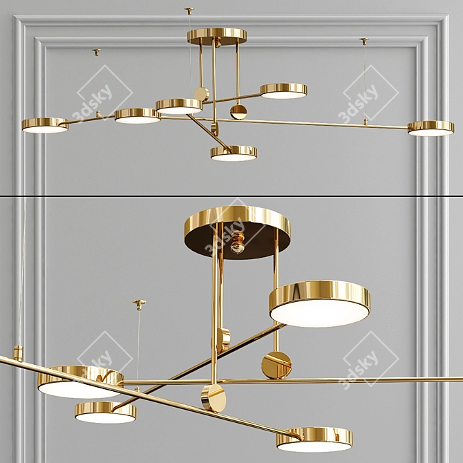 Golden Glow LED Pendant 3D model image 1