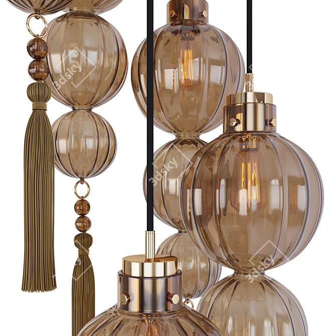 Vintage-Style Glass Pendant Light 3D model image 3