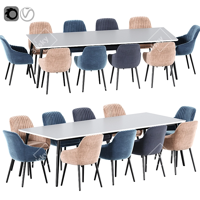 Elegant Rochelle Dining Set 3D model image 1