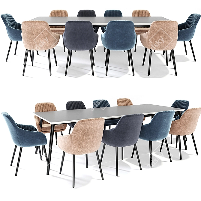 Elegant Rochelle Dining Set 3D model image 2