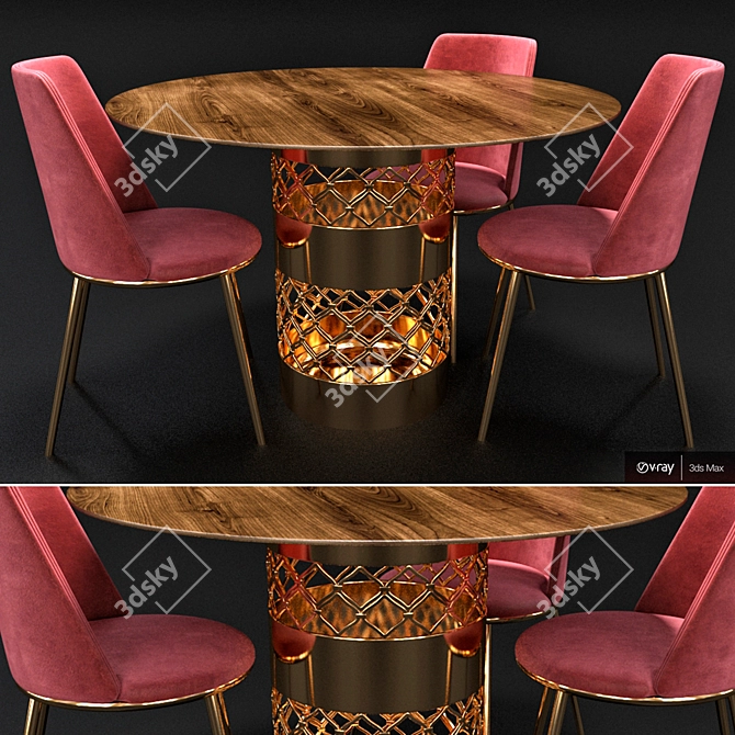 Classic Table Set: Timeless Elegance in 3D 3D model image 1