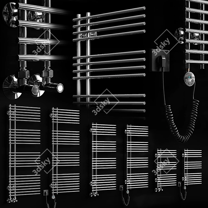 Sleek and Stylish Heated Towel Rail 3D model image 1