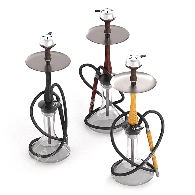 Wooden Hookah Trio 3D model image 2