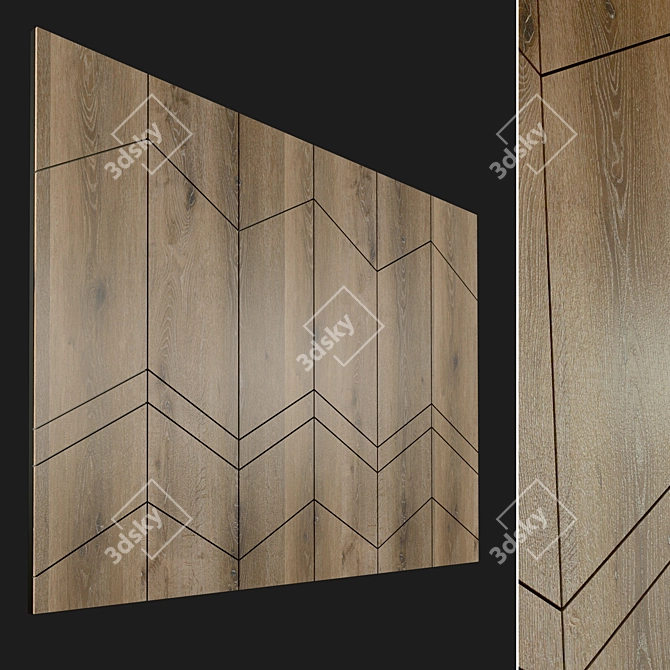 Wooden 3D Wall Panel. High-Res Texture. 3D model image 1